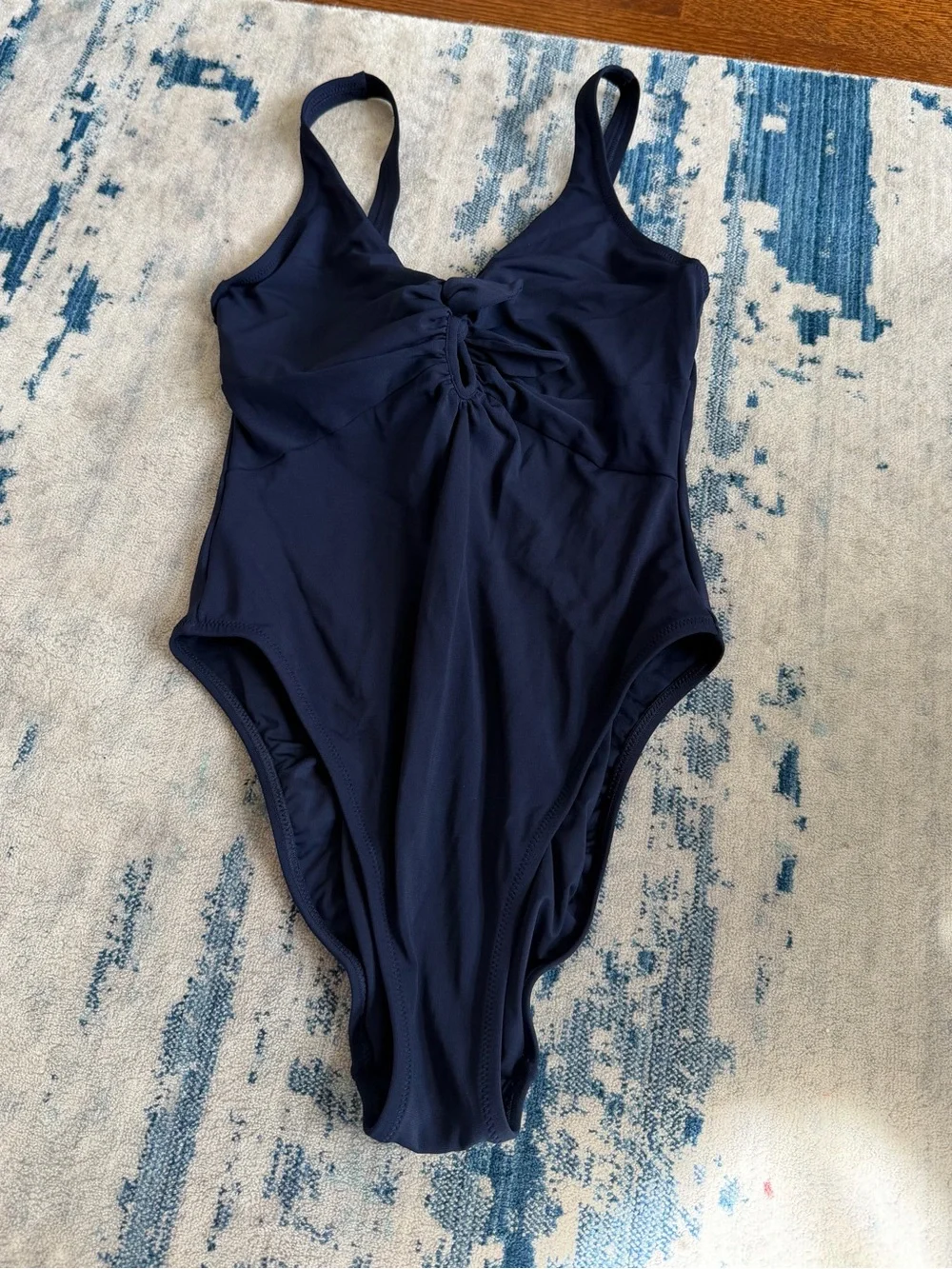 Robin Piccone Ava Plunge Neck Tie-Front One Piece Swimsuit Size 14 - Picture 3 of 8